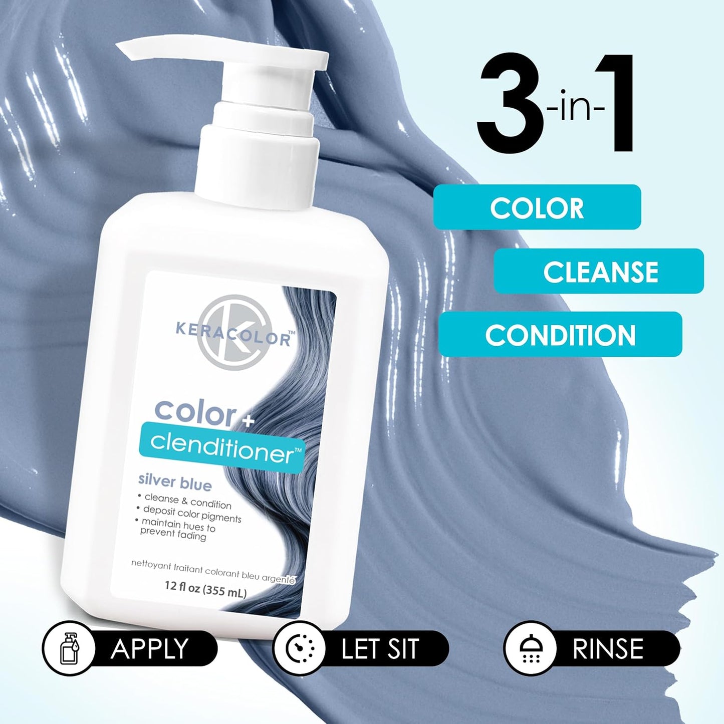 Keracolor Color + Clenditioner | 3-In-1 Color-Depositing Conditioner | 12 Fl Oz