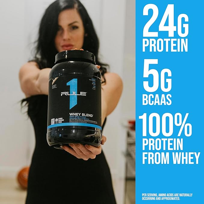 Rule One Proteins, R1 Whey Blend - 24g Fast-Acting Whey Protein Concentrates, Isolates, and Hydrolysates Per Serving, with Naturally Occurring EAAs and BCAAs (10 Pounds*, Vanilla Ice Cream)