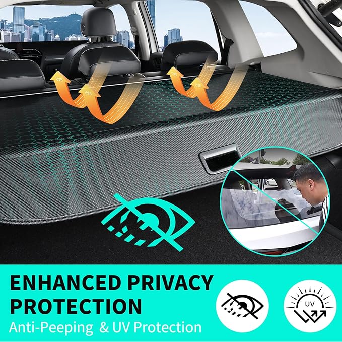 Tecoom Rear Cargo Cover fit for Equinox & GMC Terrain 2018-2025, Retractable Trunk Cover Organizer Security Shielding Shade Cover fit for Equinox GMC Terrain Accessories