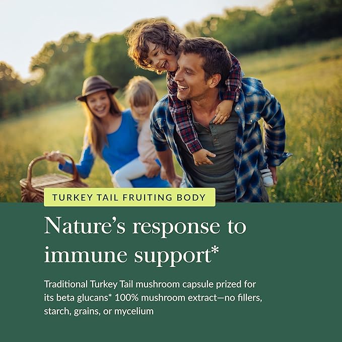 Gaia Herbs Turkey Tail Mushroom - Immune Support Supplement to Help Maintain Liver Health - with Organic Turkey Tail Mushroom Fruiting Body Extract - 120 Vegan Capsules