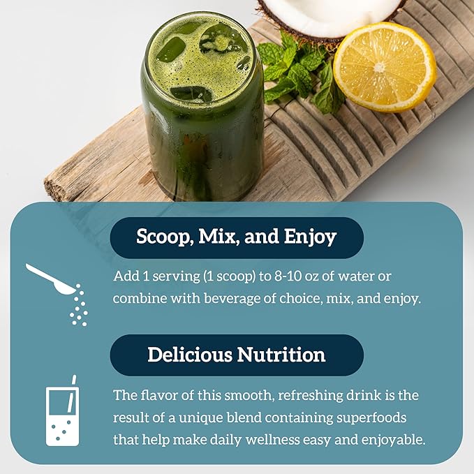 Organifi Green Juice - Organic Superfood Powder - 90-Day Supply - Organic Vegan Greens - Helps Decrease Cortisol - Provides Better Response to Stress - Supports Weight Control - Total Body Wellness