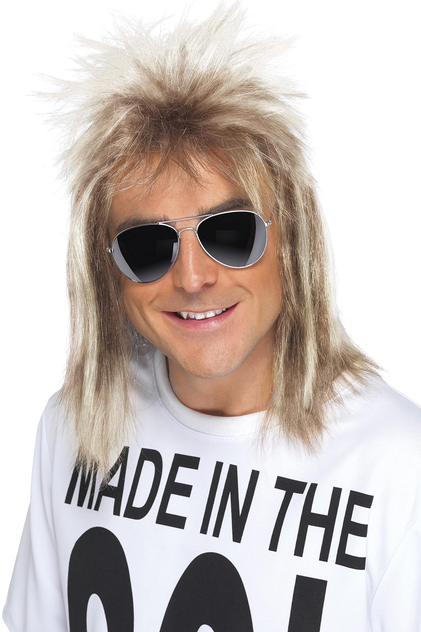 Smiffys Men'S One Size 80S Mullet Wig, Blonde