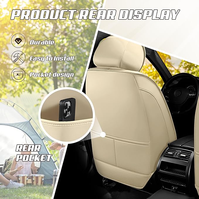 Car Seat Covers Fit for Infiniti g37 2000-2026, Stylish Sport Seat Covers, Waterproof Wear-Resistant Premium Nappa Leather Car Seat Cover.(2 Pcs Front/Beige)