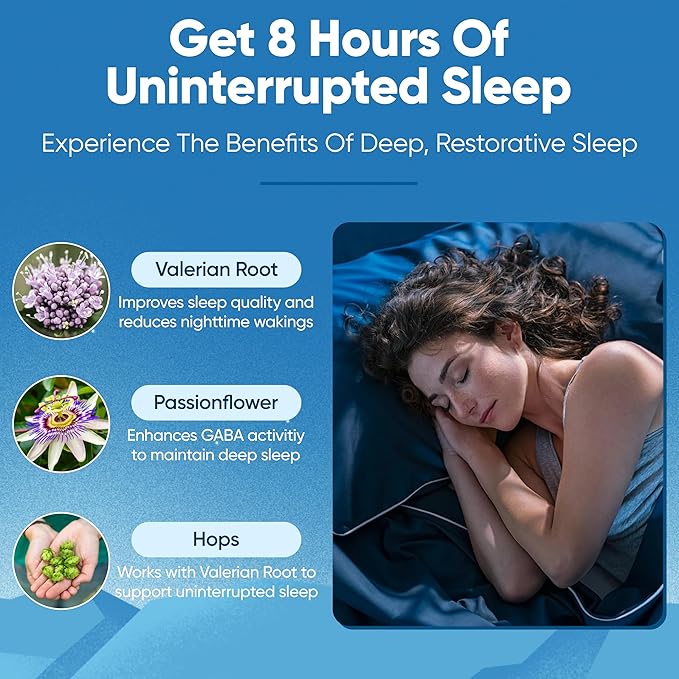 Sleep Easy Natural Sleep Aid Supplement | Magnesium, Ashwagandha, GABA, L-Theanine & 5 Calming Herbs | Melatonin-Free & Non-Habit Forming (60 Capsules)