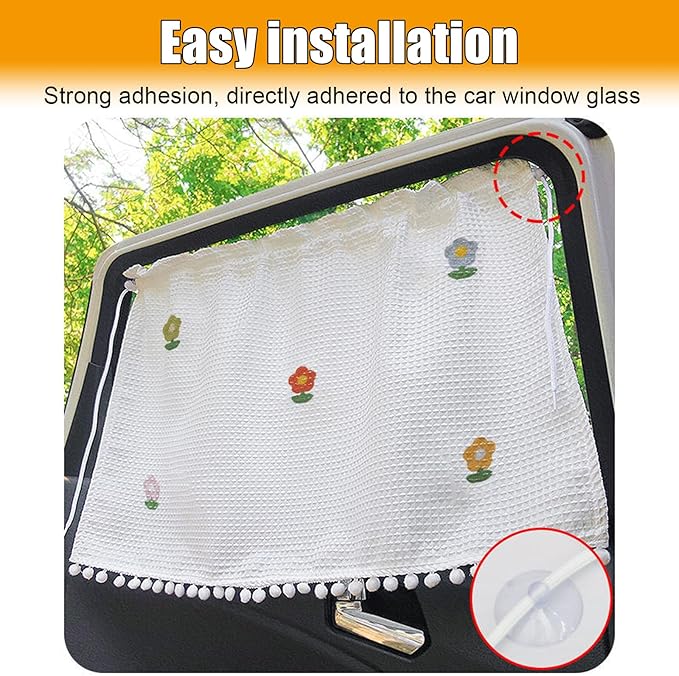 Car Side Window Sun Shade Privacy Curtain for Baby - Blackout UV Protection Car Window Shades with Suction Cup for Back Seat - Cute Auto Camping Windows Screen Shades (Five-Color Sunflower)