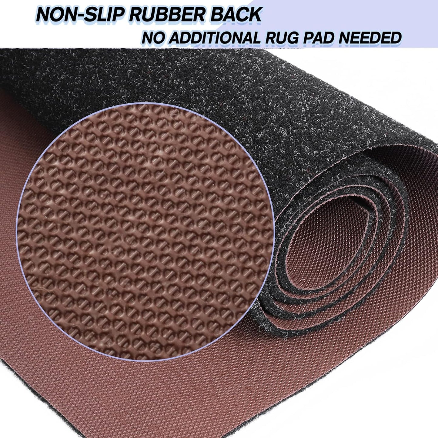Custom Size Backed Non-Slip Area Rugs Runner, Easy Clean, Waterproof Runner Rugs for Hallway Entryway, Kitchen, Laundry, 2FT x 6FT, Black