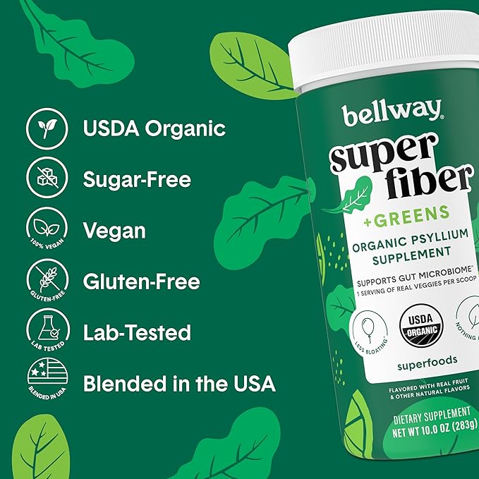 Bellway Super Fiber Powder + Greens Shaker Bottle Bundle