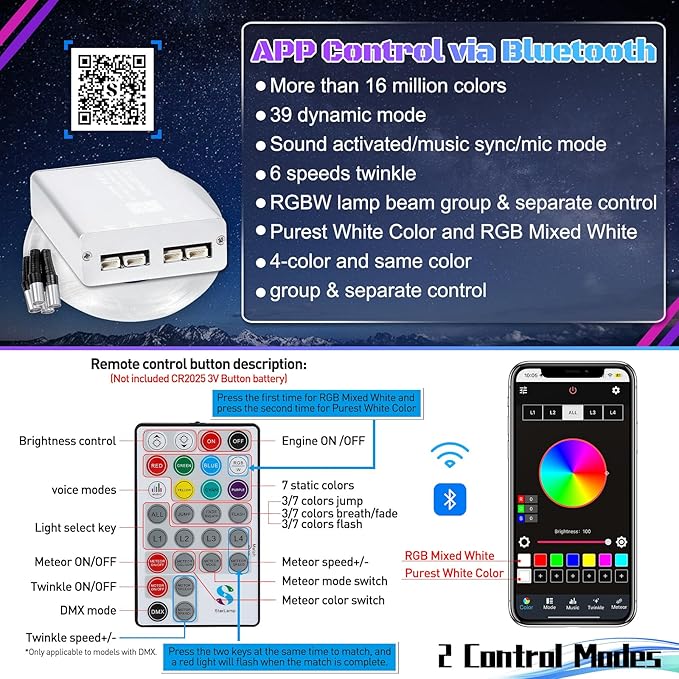 Split 4 Colors 12W Car Starlight Headliner Kit 860pcs*0.02in*9.8ft with APP&RF Remote,RGBW Fiber Optic Strands Star Roof Lights,4 Port Engine Sound Activated Star Ceiling Lights for Car/Home Decor