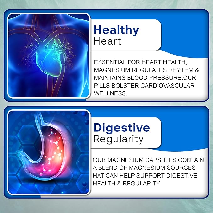 Magnesium Complex Supplement 500mg for Men & Women - Magnesium Glycinate & Oxide for Better Sleep, Muscle, & Heart Health, Formulated in USA, 60 Capsules (Pack of 1)