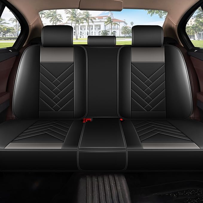 AOMSAZTO Car Seat Cover for Chevrolet Chevy Blazer 2019-2025 2026 Full Set, Leather Car Seat Protector Waterproof, Non Slip Car Seat Cushion, Interior Seat Covers Automotive Accessories - Black&Grey