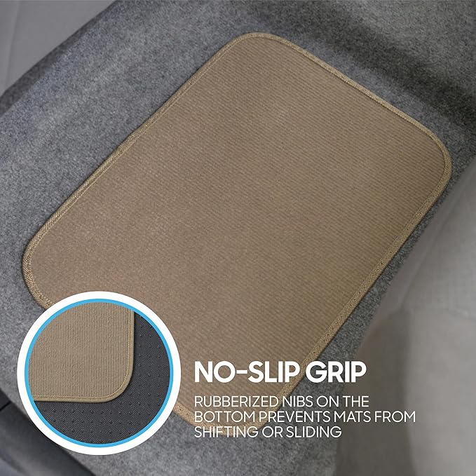 BDK Classic Carpet Floor Mats for Car & Auto - Universal Fit -Front & Rear with Heelpad (Medium Beige) (MT-100-CPTSERIES)