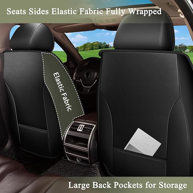 Car Seat Covers Front Pair for Mazda 3 2007-2019 Mazda3: Breathable Perforated Leather Seat Cover (Black&Grey)