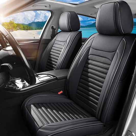 Car Seat Covers Full Set Fit for Toyota Avalon 2001-2022, Premium Faux Leather Car Seat Protector,Breathable Anti-Slip Full Wrapping Edge Seat Covers(Black,Full Set)