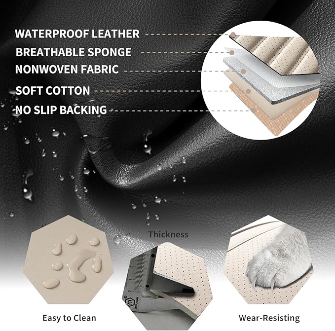 Front Seat Covers Fit for Toyota RAV4 2001-2026, Car Seat Covers Front Seats, Breathable Faux Leather Automotive Seat Covers Front Pair Anti-Slip Seat Cover(Beige, Front)