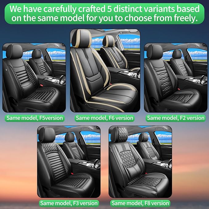 Fit Honda Fit Car Seat Covers for Honda Fit 2007-2019 2020-Upgraded Premium Waterproof & Breathable Leather,Airbag Compatible,All-Weather Seat Cushion Protector,2 Front/Black-Beige