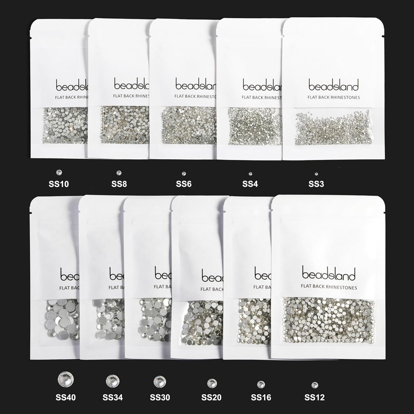 beadsland Flat Back Crystal Rhinestones Round Gems for Nail Art and Craft Glue Fix, Orange (2.9-3.0mm) SS12/1440pcs