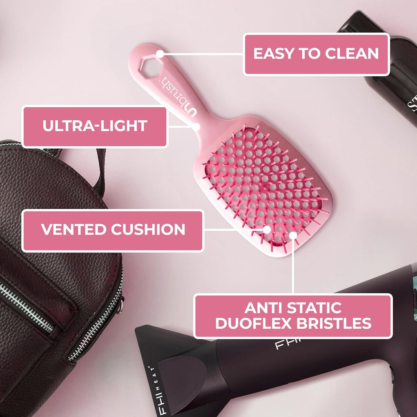 FHI Heat UNbrush Detangling Brush | Pain-Free for All Hair Types | Lightweight & Anti-Static