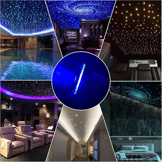 Twinkle Fiber Optic Lights,Bluetooth APP/Remote/Music Activate Starlight Headliner Kit with RGBW LED Light Engine,450pcs 9.8ft Mix Optic Fiber Cable for Car/Home/Party Star Light Ceiling