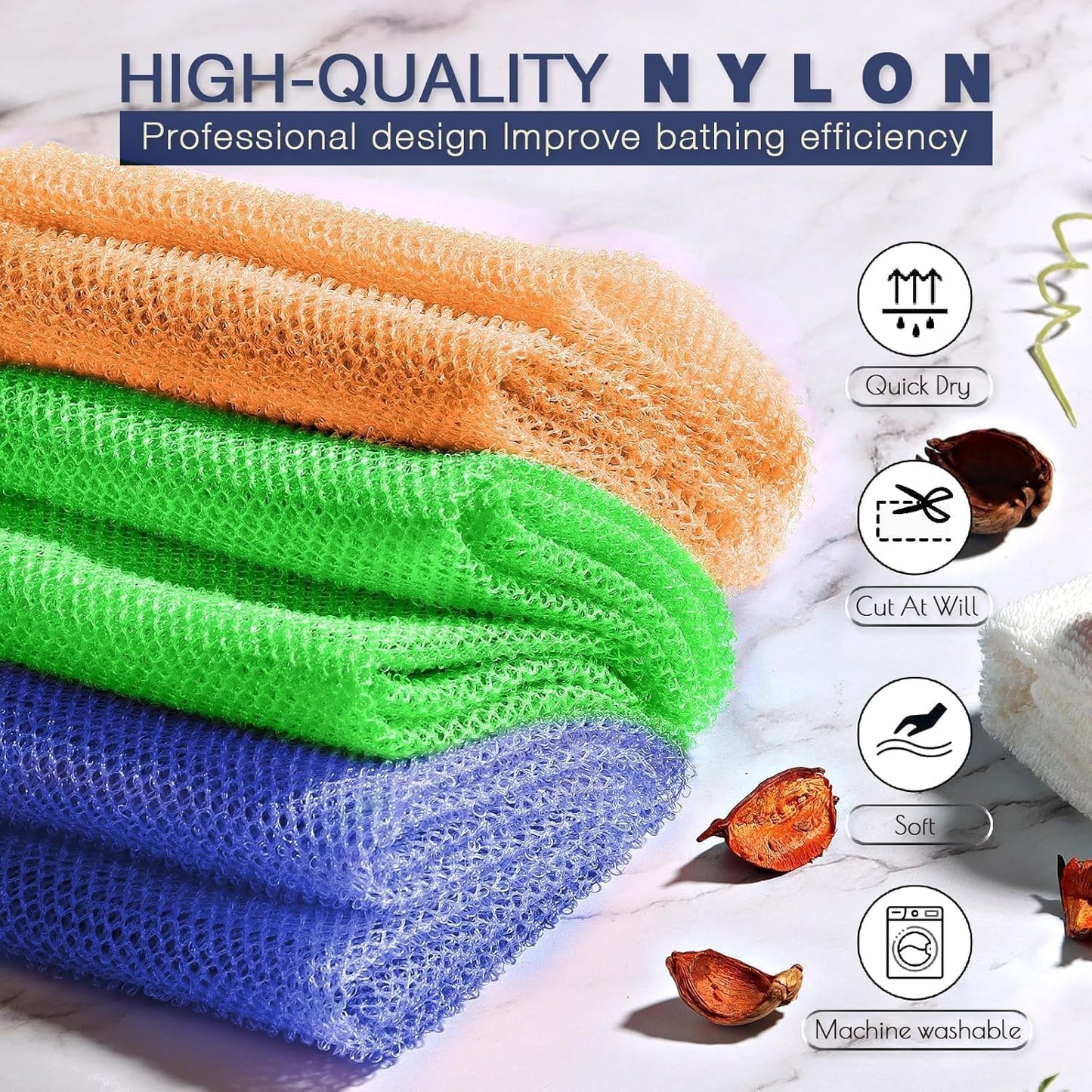 Exfoliating African Bath Sponge Set – 6 Colorful Net Scrubbers for Daily Use