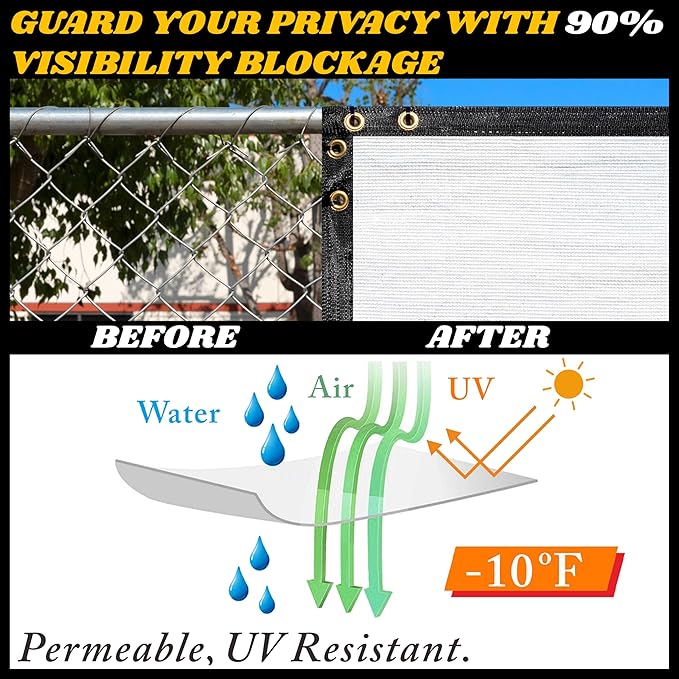 Royal Shade Custom Size 6' x 183' White Fence Privacy Screen Windscreen Cover Netting Mesh Fabric Cloth - Cable Zip Ties Included (We Make Custom Size)