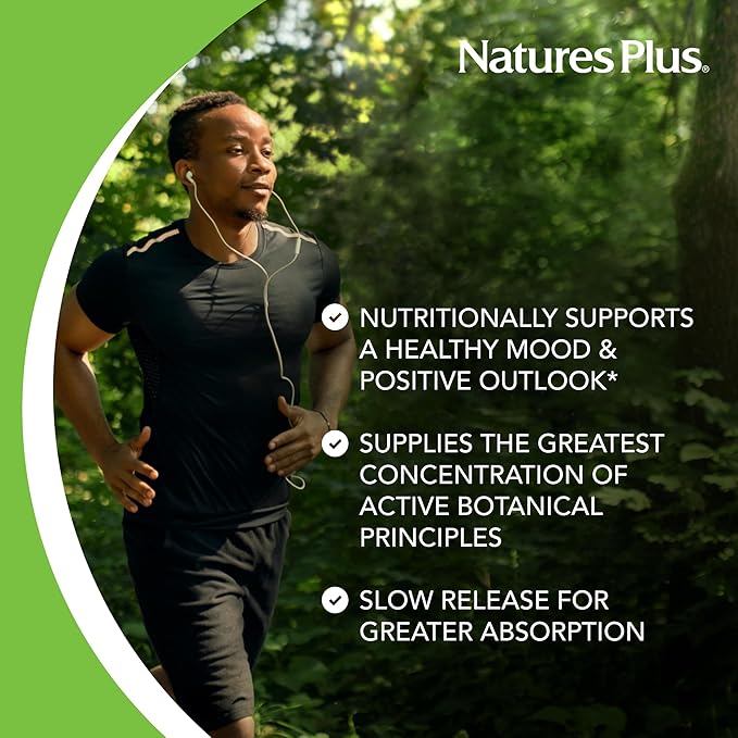Natures Plus Herbal Actives St. John’s Wort Extended Release - 60 Tablets, Pack of 2 - Supports a Healthy Mood & Positive Outlook - Vegetarian, Gluten Free - 120 Total Servings