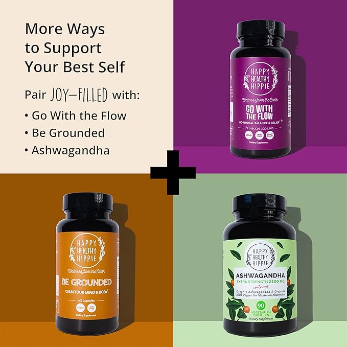 Joy-Filled Mood Support Supplement with St. Johns Wort 180 Ct | Rhodiola Rosea, Eleuthero, Ashwagandha | Stress Relief – Helps Calm The Mind & Body | 100% Plant-Based Happy Pills | Herbal Adaptogens