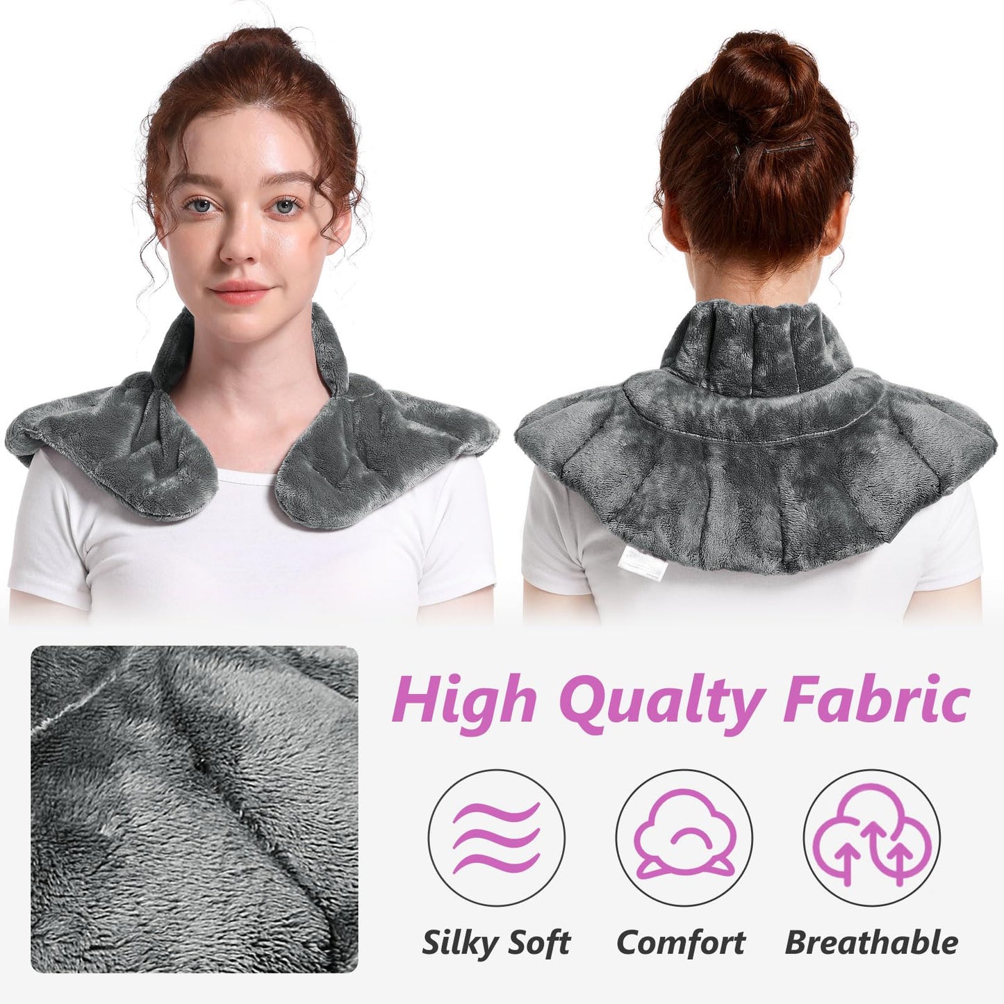 Heating pad Microwavable with Washable Cover 6 * 12" Microwave Moist Heat Pad for Neck Shoulder, Cramps, Back Pain Relief, Warm Compress Rice Bean Bag Hot Pack for Muscles, Joints, Lavender