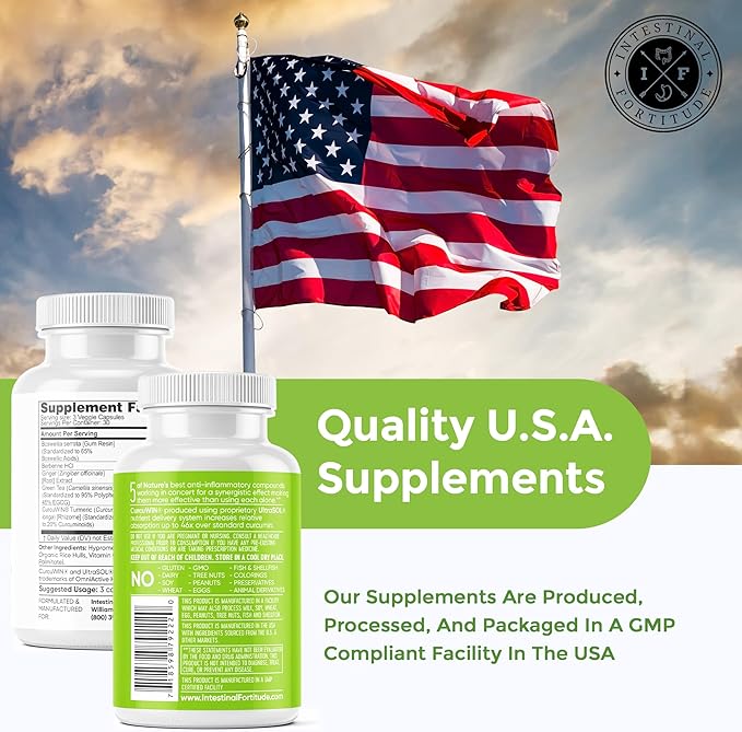 Intestinal Fortitude AI-5 - Digestive Herbal Capsule Supplement w/CurcuWIN, Turmeric, Curcumin, Boswellia Serrata, Ginger Root & EGCG Green Tea for Gut & DigestiveHealth Support, Non-GMO, Dairy Free
