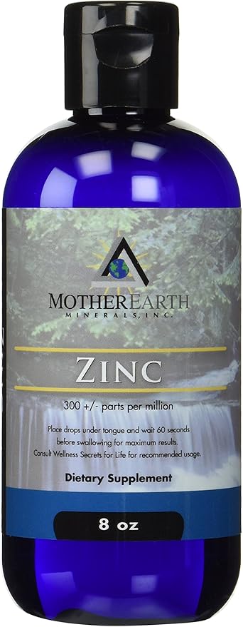Mother Earth Minerals - Zinc - Antioxidant, Aids Assimilation of Vitamins, Normal Growth & Development, Maintenance of Body Tissues - 8 Ounce 96 Servings