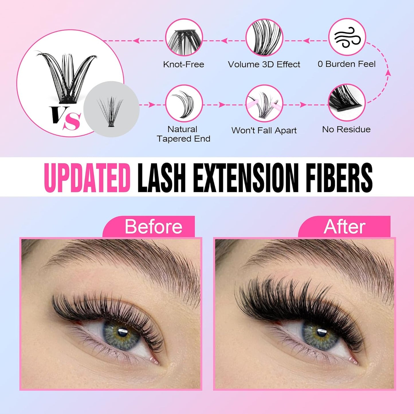 Pawotence 280pcs Lash Clusters | 40D & 50D Individual Eyelash Extensions 8-16mm
