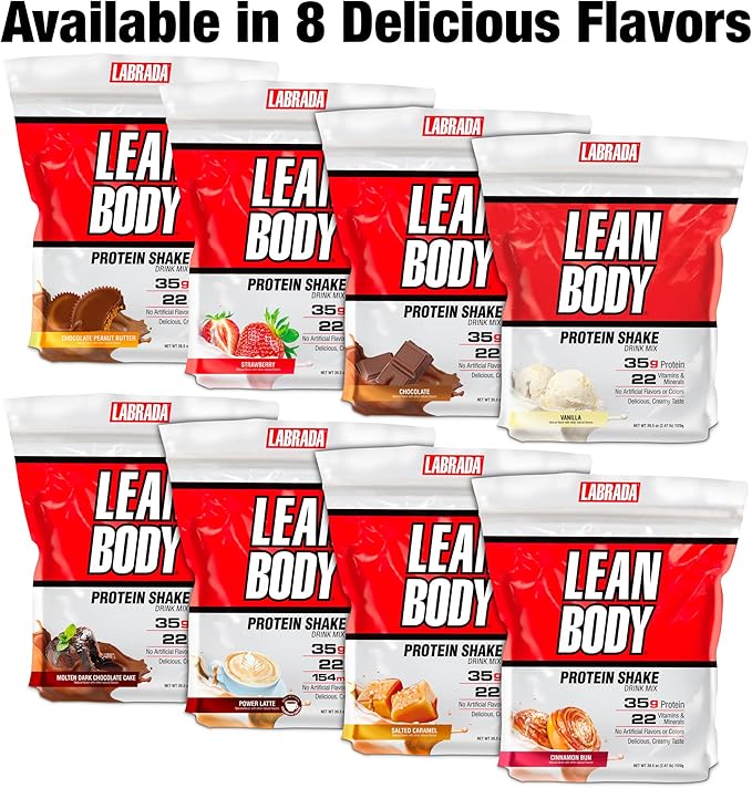 LABRADA Nutrition – Lean Body High Protein Meal Replacement Shake, Whey Protein Powder for Weight Loss and Muscle Growth, Chocolate Peanut Butter, 2.47LB Tub Packaging May Vary