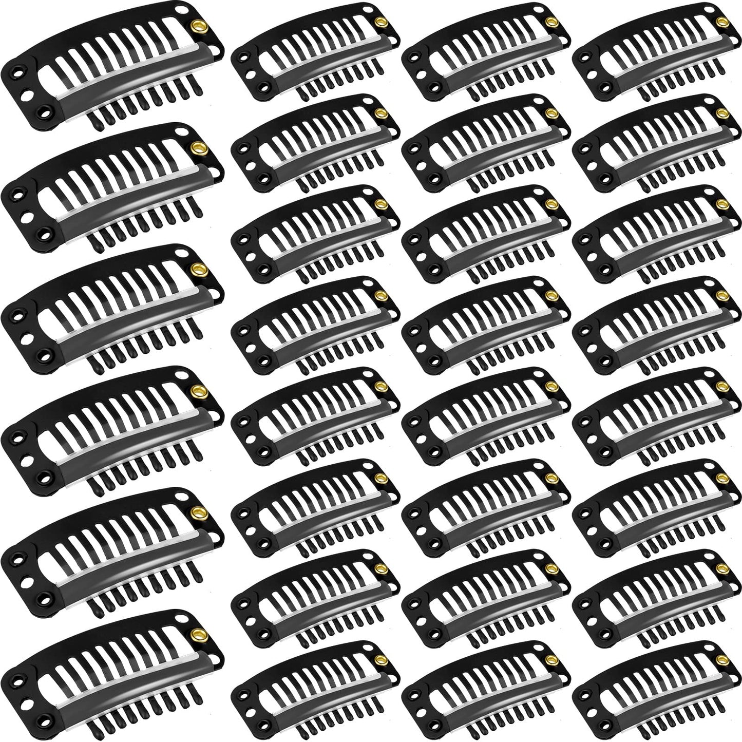 Willbond 30 Pieces 32 Mm 9-Teeth Hair Extension Clips For Women Hair Extensions Diy (Black)