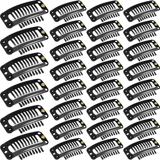 Willbond 30 Pieces 32 Mm 9-Teeth Hair Extension Clips For Women Hair Extensions Diy (Black)
