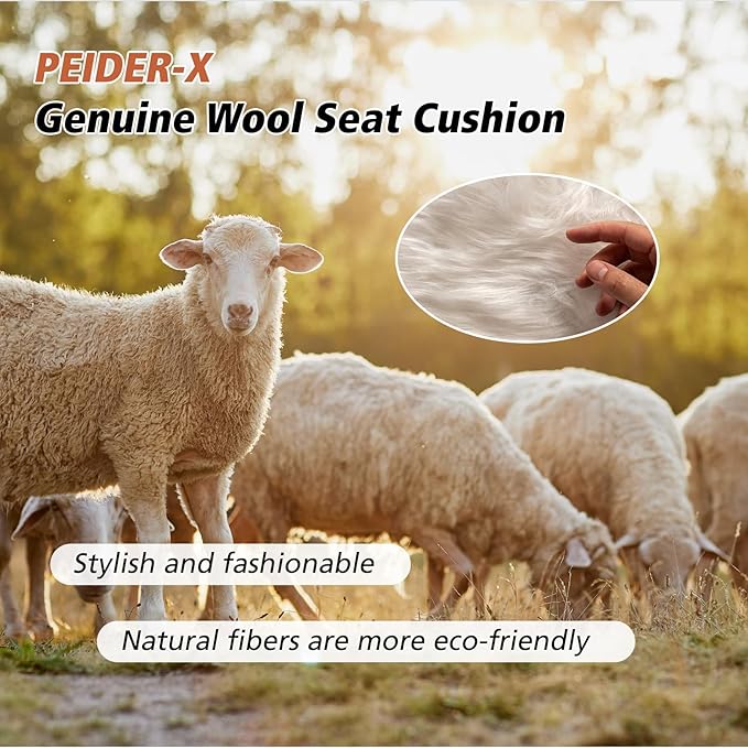 Genuine Wool Car Seat Cushion, Australian Soft Wool Auto Seat Pad Breathable and Sweat-Wicking Comfort Warm Universal Fit, 19.7''x19.7'' for Car Seats, Office Chairs, Home (Coffee)