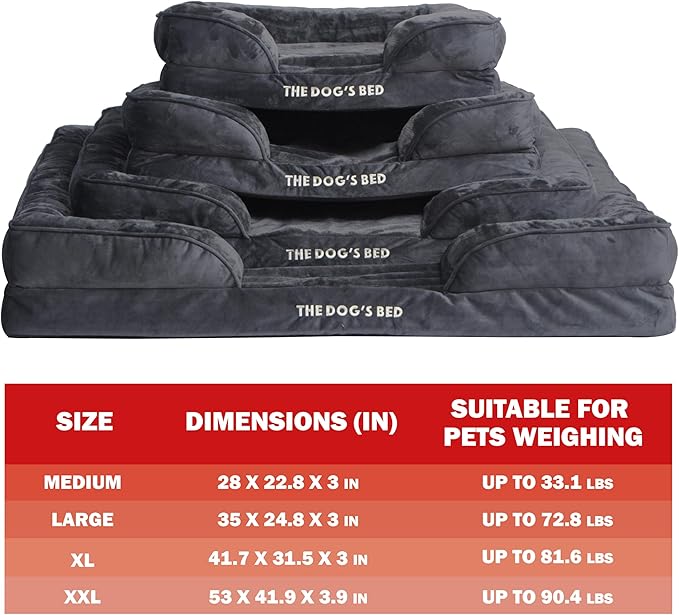 The Dog’s Bed, Orthopedic Standard Foam Waterproof Dog Bed with Standard Support, Medium Grey Plush, Waterproof, Supportive Dog Bed with Replaceable Covers, Veterinary Approved