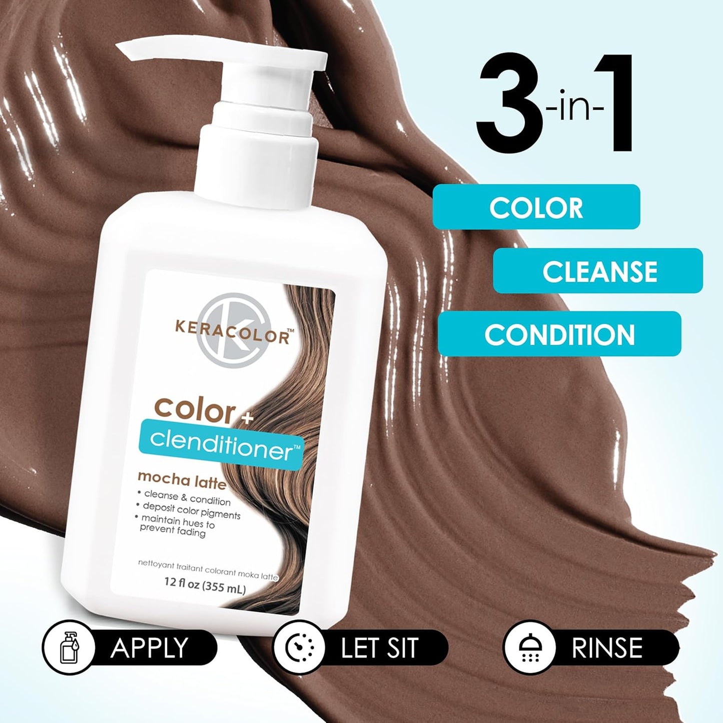 Keracolor 3-In-1 Color-Depositing Conditioner | Gently Cleanses & Conditions | 12 Fl Oz