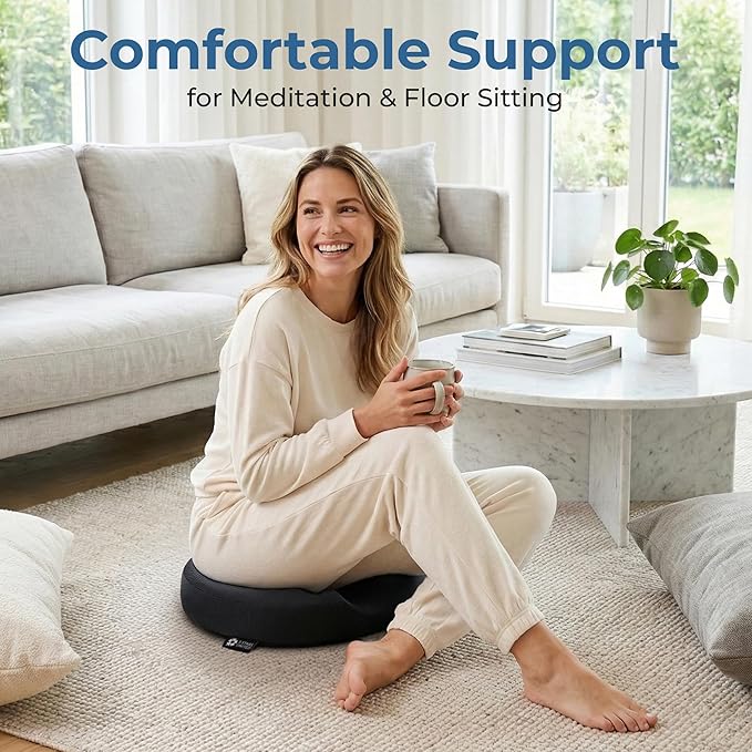 5 STARS UNITED Donut Pillow Hemorrhoid Tailbone Cushion – Large Floor Cushion for Pain Relief – Coccyx, Prostate, Sciatica, Pelvic Floor, Pressure Sores, Pregnancy, Postpartum Recovery, Arctic Black