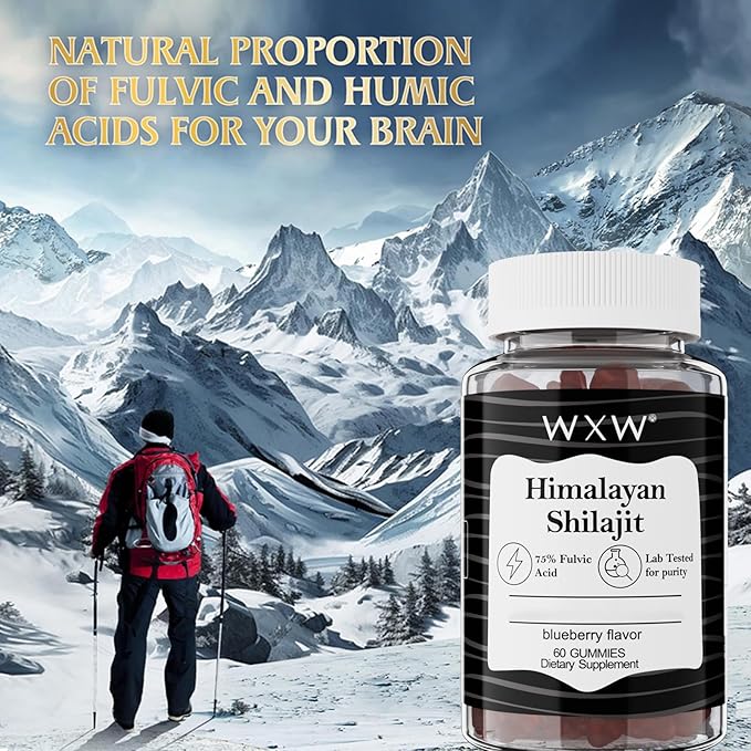 WXW Shilajit Gummies Pure Himalayan Organic Manuka Honey MGO +263 High Potency for Men & Women 85+ Trace Minerals 75% Fulsive Acid Lab Tested 240 Gummies
