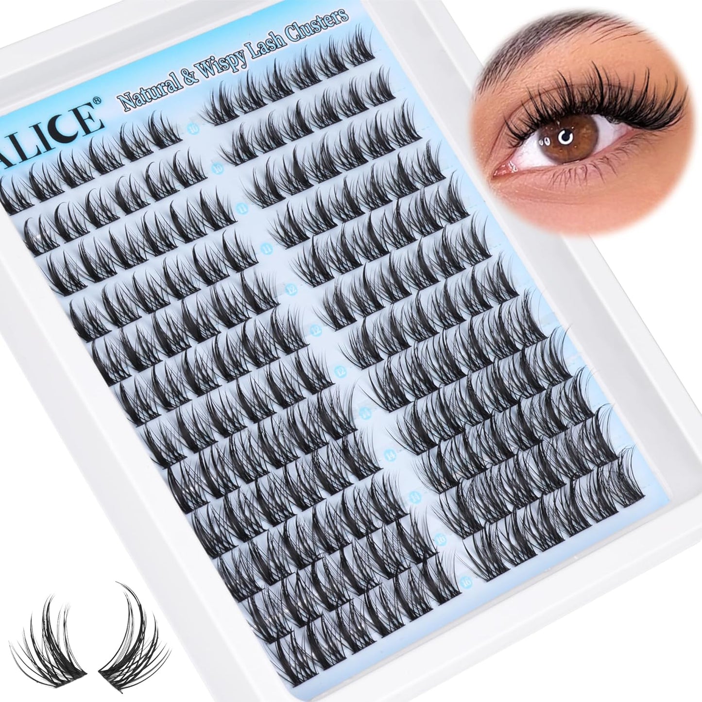 Natural Wispy Lash Extension Kit | 140pcs Clear Band Cluster Lashes for DIY