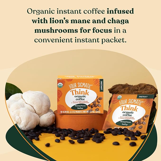 Four Sigmatic Mushroom Mix Coffee Lion's Mane | Think | Pack of 3 (30 Packets Total)