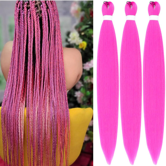 Periwinkle Pink Pre Stretched Braiding Hair 30Inch Kanekalon Braiding Hair Pre Stretched Braid Hair