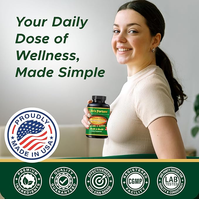 Life's Fortune Multivitamin & Mineral 60 Tablets, All Natural Energy Source Supplying Whole Food Concentrates, Antioxidants, Amino Acids, Enzymes, Trace Minerals & More