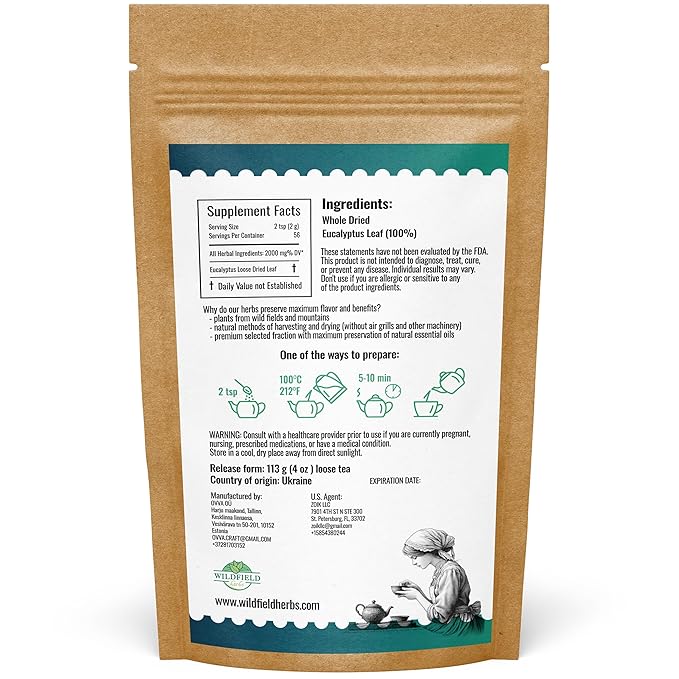 4 oz Dried Eucalypt Leaves Dry Herbal Tea (Eucalyptus) 113g Long Big Eucalyptus Leaf Herb Hojas De Eucalipto
