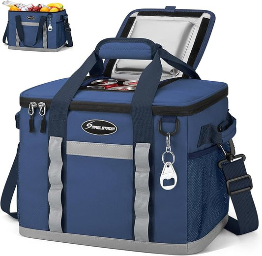 Maelstrom Collapsible Soft Cooler Bag,35/55/75 Cans Beach Cooler with Flip Top Lid, Ice Chest, Leakproof & Portable for Beach, Camping, Road Trips & Grocery Shopping