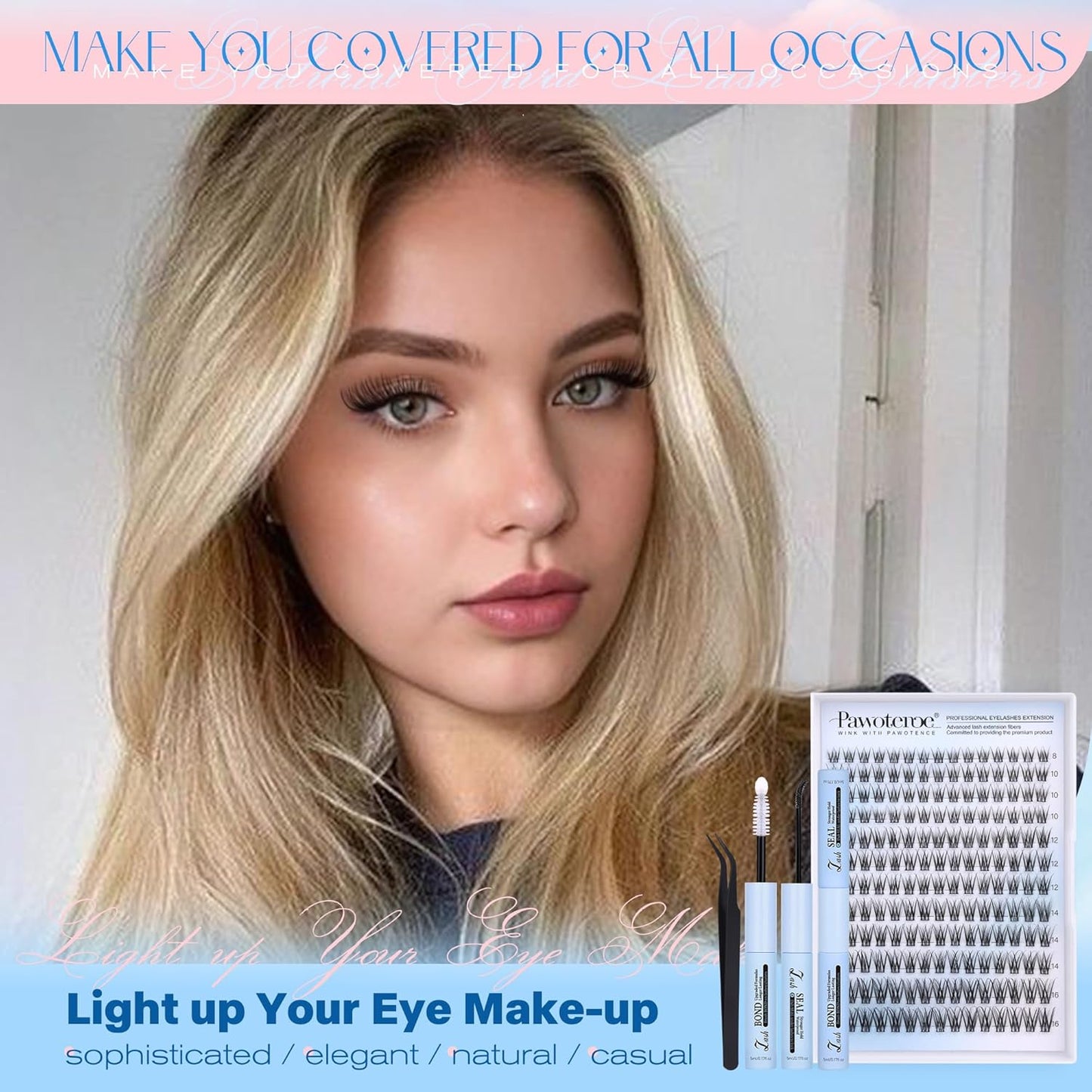 DIY Lash Extension Kit | 280pcs Brown 40D Clusters | 9-16mm Individual Lashes