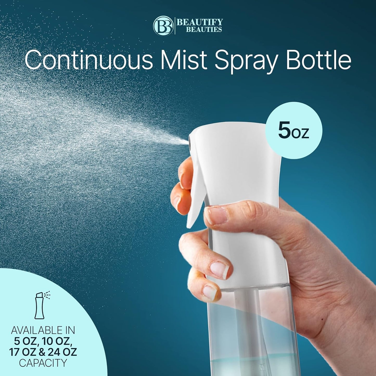 Ultra Fine Continuous Hair Spray Bottle | 6.8 Oz | White | Misting & Styling