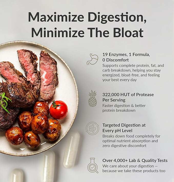 BIOptimizers MassZymes Digestive Enzymes Supplement – Max Nutrient Absorption, Boost Energy, Reduce Bloating – Health Vegan Dairy-Free – Muscle Recovery, Gut Health & Clarity - 100,000 Units 250 Caps