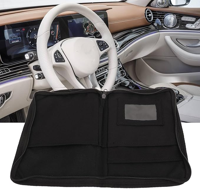 Srliya Car Glove Compartment Organizer, 6 Pockets Zipped Design, Portable Document Holder for Car, made of 600D Oxford cloth, Universal