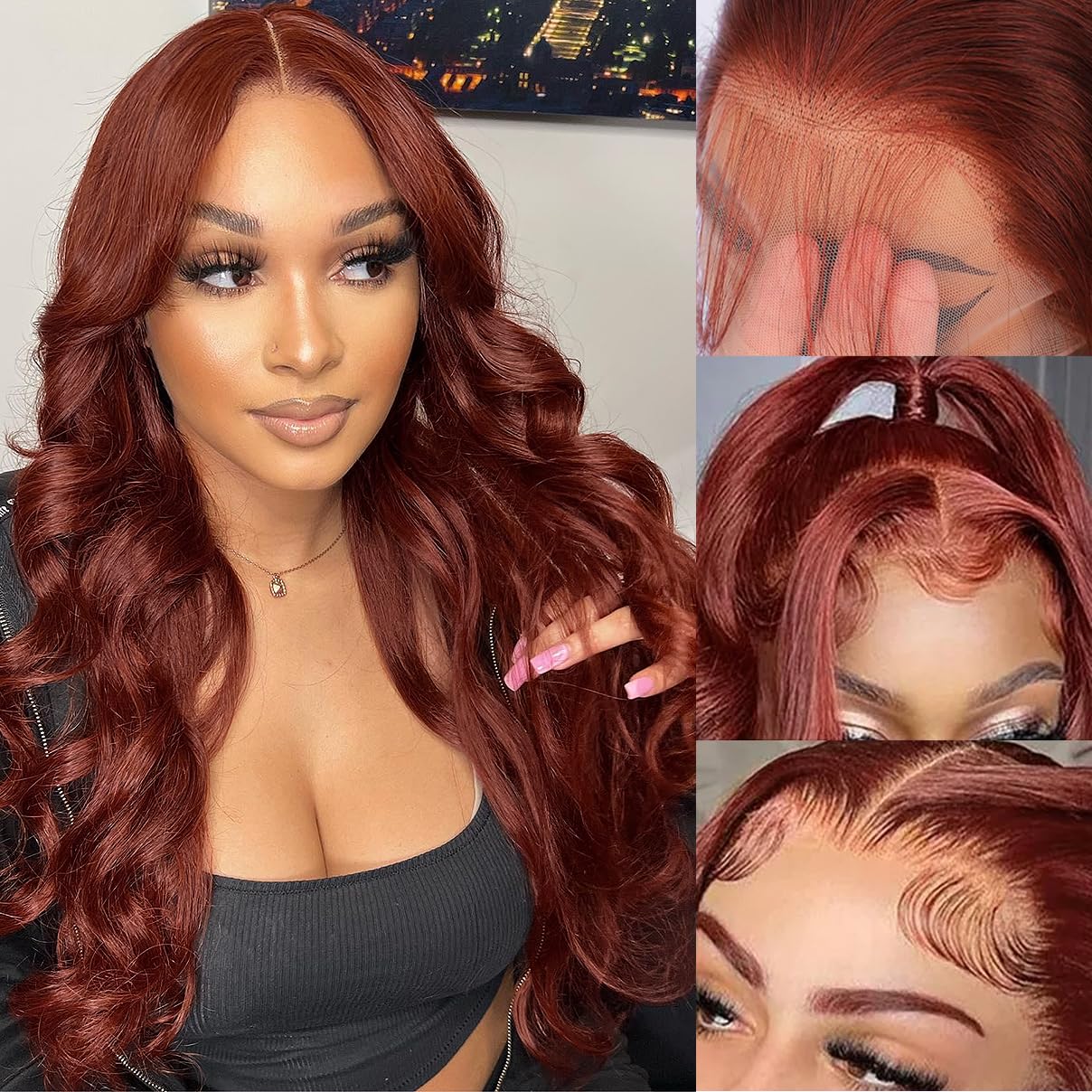 32 Inch Reddish Brown Lace Front Wigs Human Hair 13  6 Hd Lace Body Wave Aubrun Brown Front Wig Pre Plucked Red Human Hair Color
