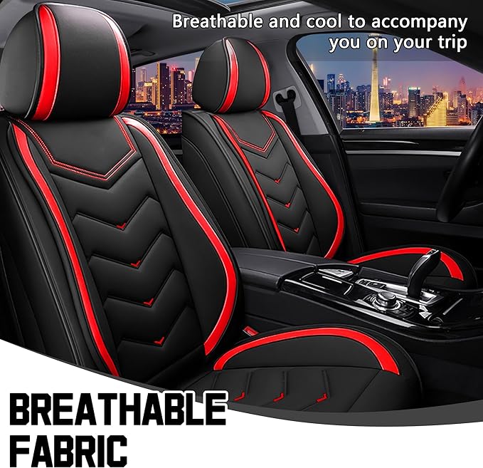 CTDS Car Seat Covers for Nissan Altima 2001-2026, Stylish Sport Seat Cover, Premium Nappa Leather Car Seat Cover. Automobile Seat Covers Sets.(Standard 2 Seats/Black Red)